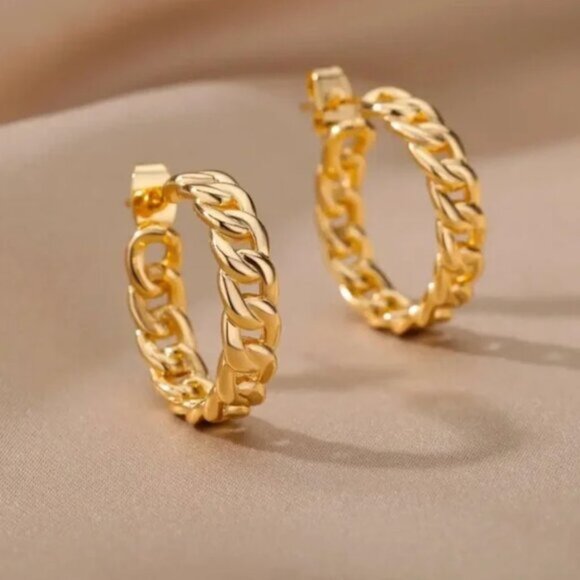 14K gold filled Gold hoop earrings - Picture 3 of 5